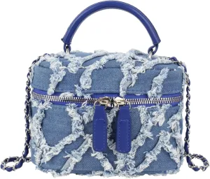 Women Denim Shoulder Quilted Crossbody Purse Small Clutch Handbag Portable Bucket