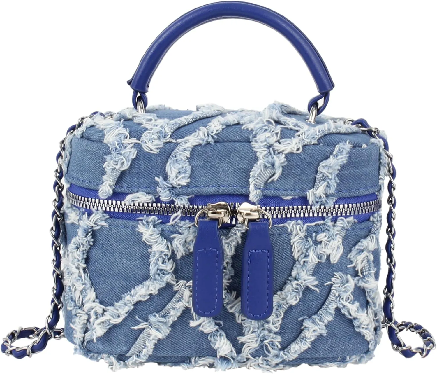 Women Denim Shoulder Quilted Crossbody Purse Small Clutch Handbag Portable Bucket