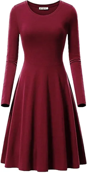 Women Fall Winter Long Sleeve Wedding Guest Midi Dress Plus Size Formal Casual Cute Ruched A Line Tunic Dresses