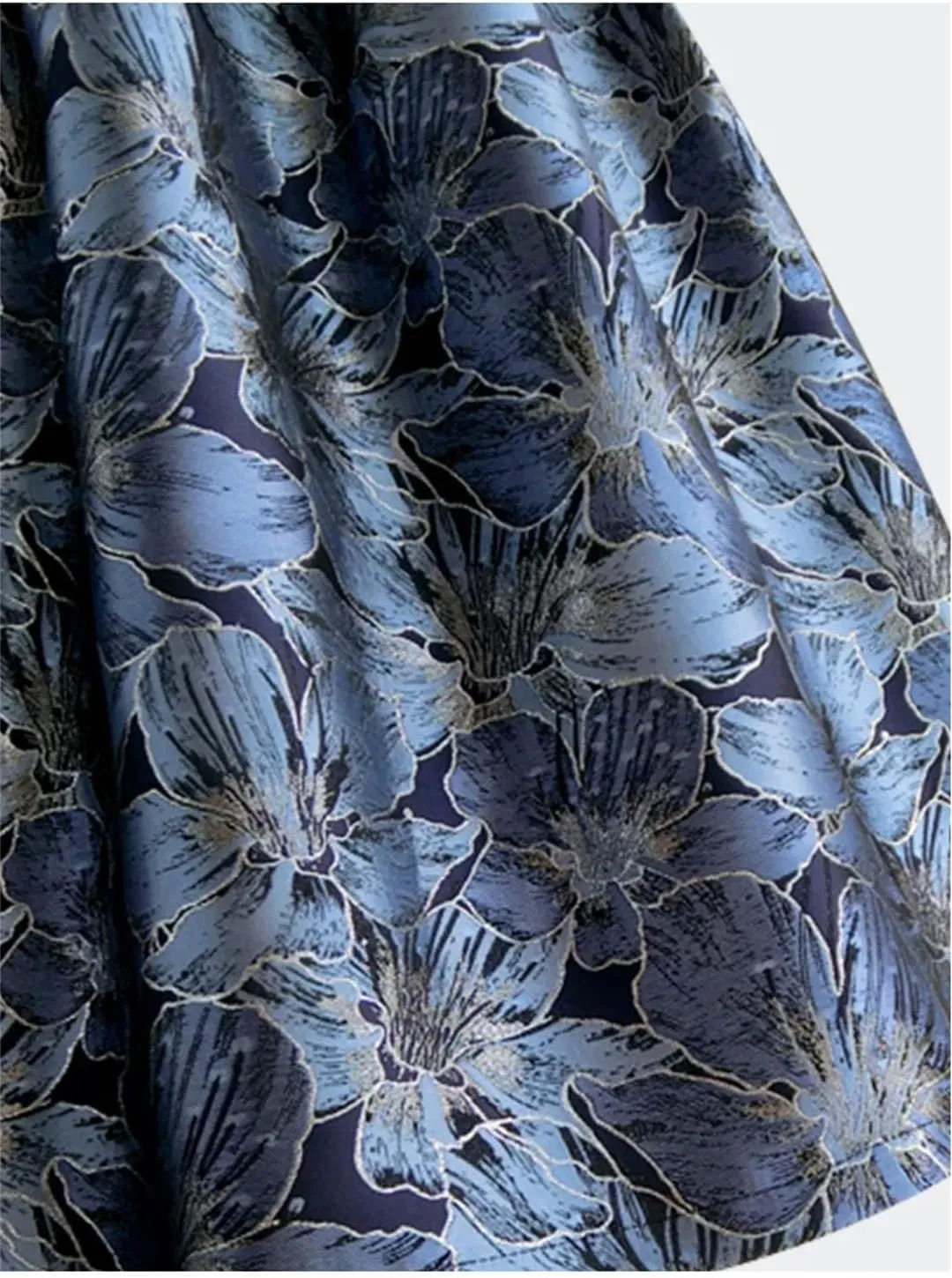Women Jacquard Skirt High Waist A-Line Midi Skirts Vintage Elegant Plus Size Female Bottoms