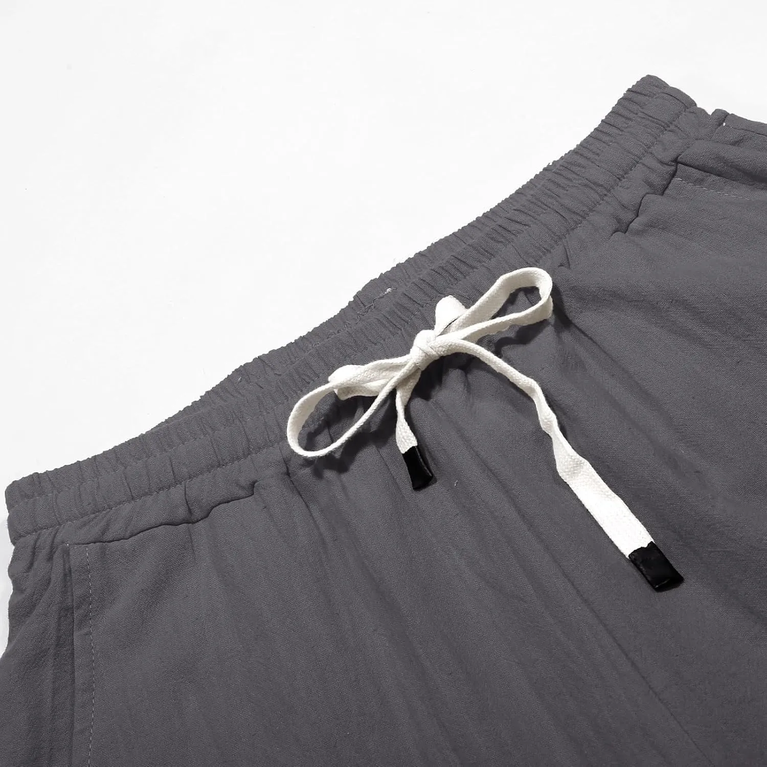 Women Solid Cotton Linen Straight Pants High Waisted Palazzo Trousers Casual Loose Elastic Wide Leg Pant for Summer Beach