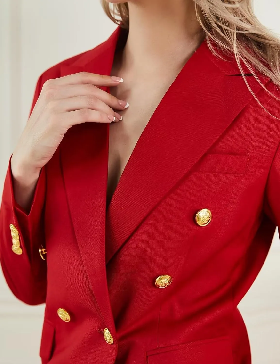 Women Suit Set 2 Pieces Pant Suits Notched Lapel Double Breasted Blazer and Pants Set for Office Work Elegant Lady Suits