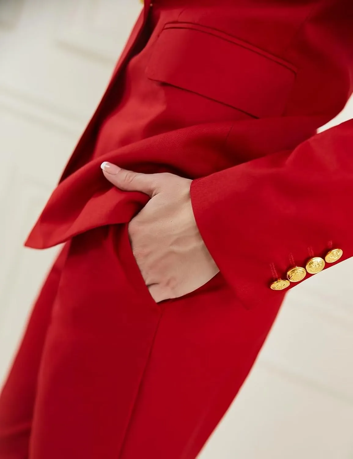 Women Suit Set 2 Pieces Pant Suits Notched Lapel Double Breasted Blazer and Pants Set for Office Work Elegant Lady Suits
