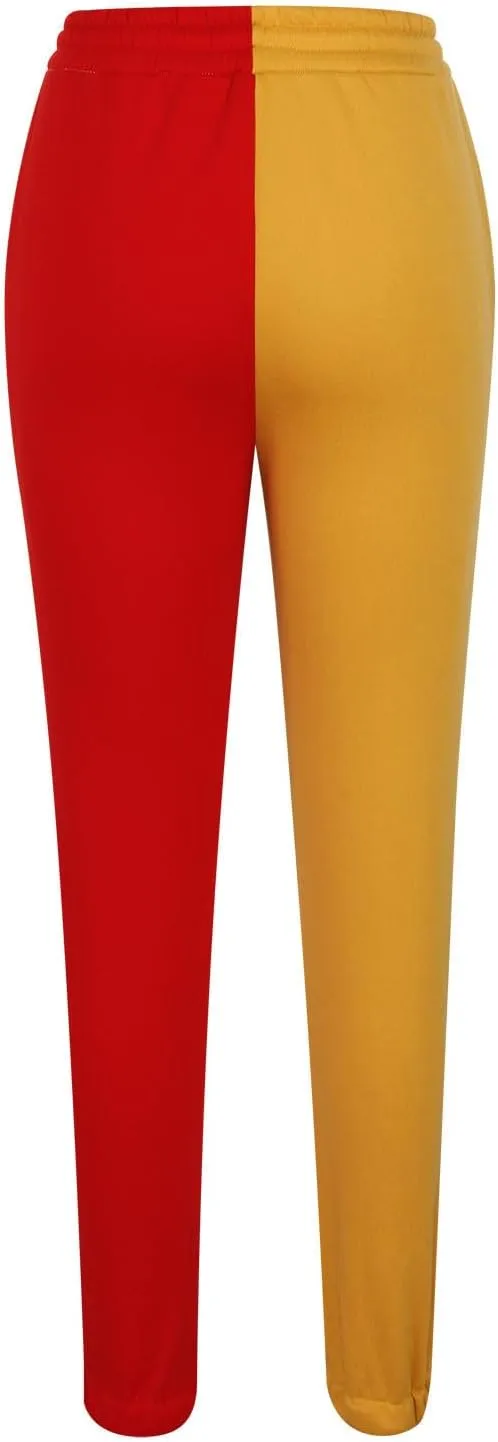 Women Sweatpant Casual Color Block Patchwork Trouser Elastic High Waist Drawstring Joggers Baggy Pants with Pockets