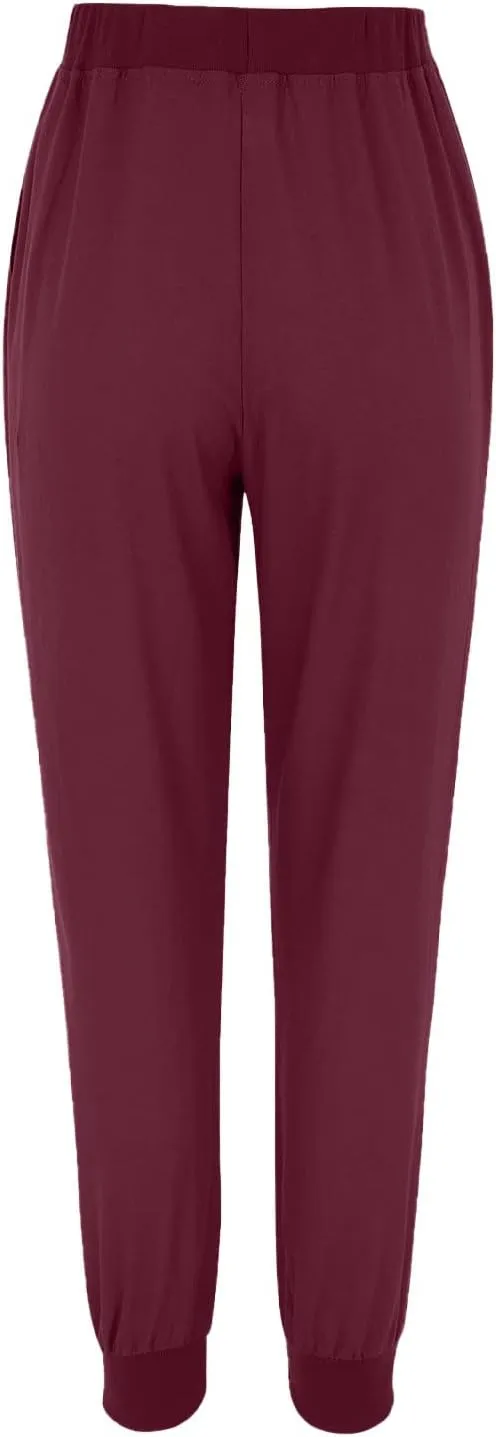Women Tapered Pant Cotton Linen Drawstring Elastic Waist Pants Summer Casual Classic Petite Trouser Slacks with Pocket