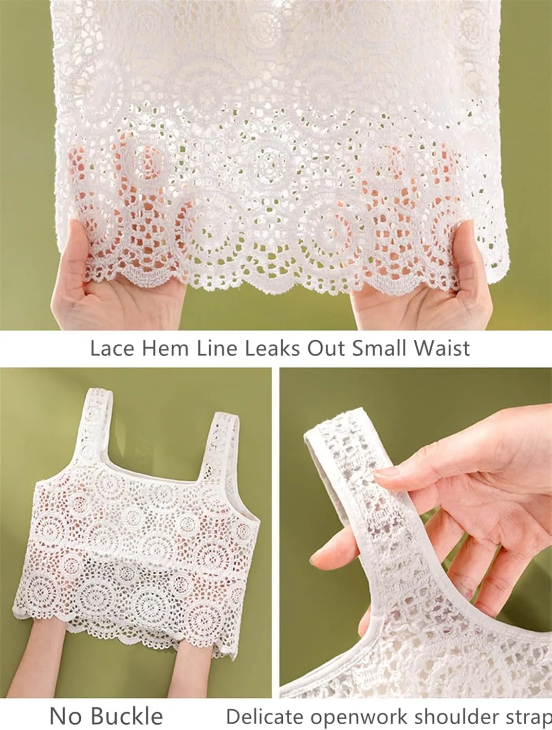Women White Lace Mesh Tank Top Young Girls Built in Bras Outside Camisole Breathable Stretch Underwear Summer
