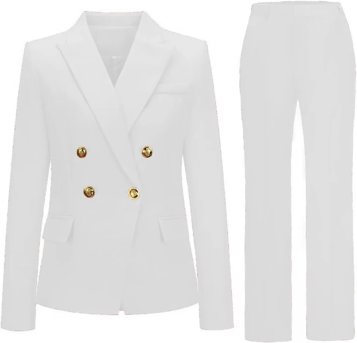 Womens 2 Piece Suits Set Double Breasted Business Office Blazer Jacket Casual Long Sleeve Pant Suit Set