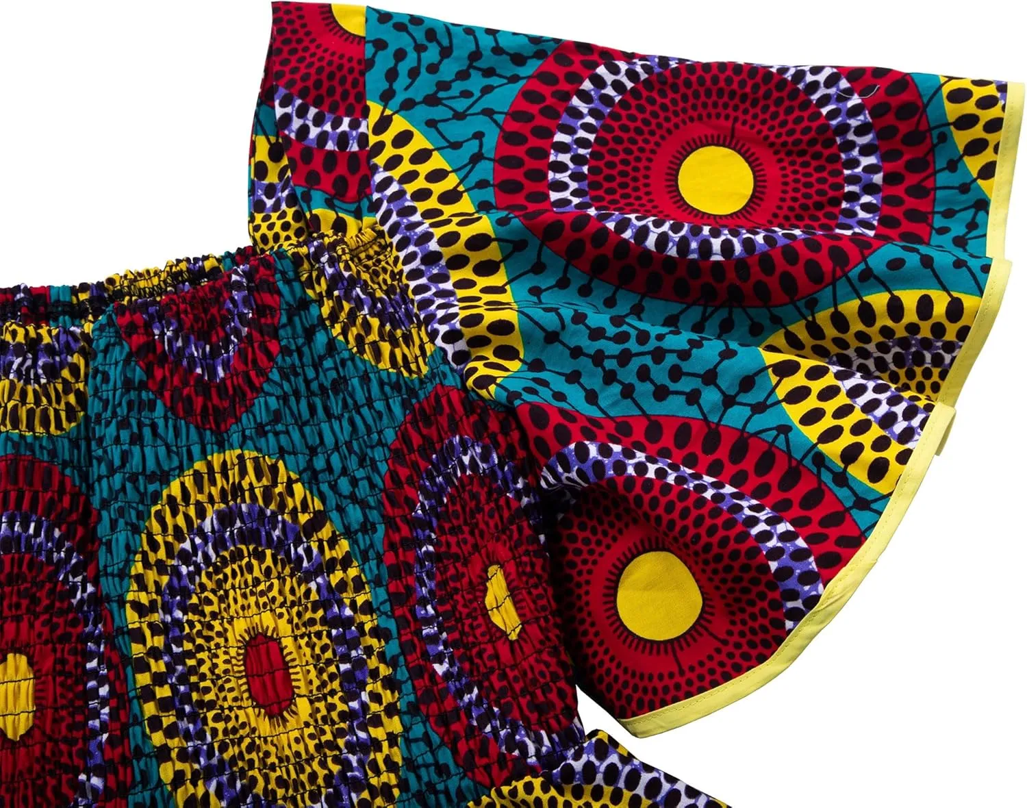 Women's African Print 2 Piece Set Square Neck Top and Long Skirt Elasticity Smocked Outfits Ankara Party Dress