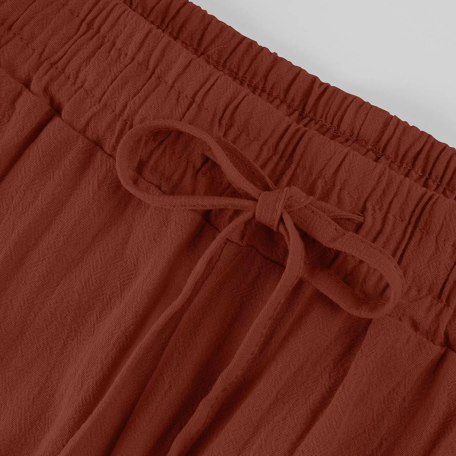 Womens Capris for Summer Cotton Linen Pants Casual 2025 Loose Comfy Trendy Elastic Waist Cropped Trouser Plus Size