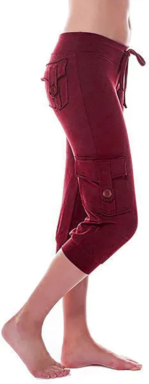 Womens Cargo Capri Pants with Pockets Lightweight Joggers Yoga Hiking Pants Workout Sweatpants Summer Casual Trousers