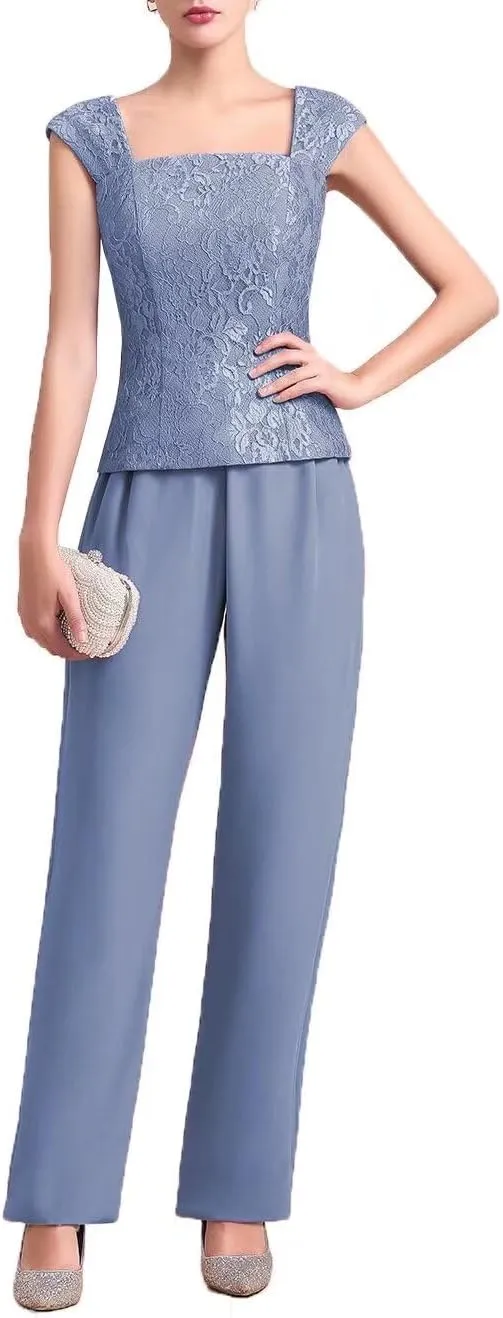 Womens Chiffon Pant Suits 3 Piece Mother of The Bride Dress Wedding Guest Dressy Outfit Evening Gowns