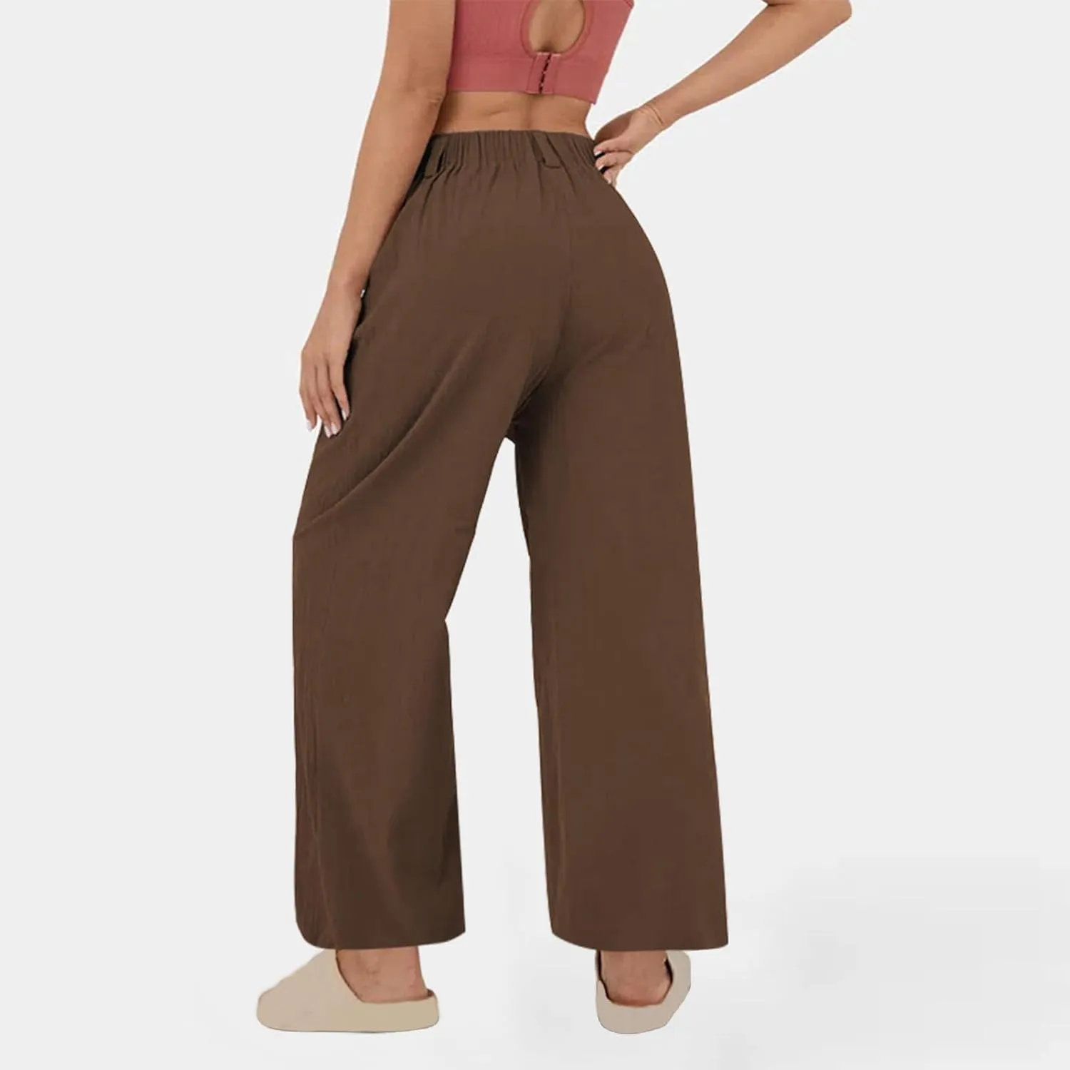 Womens Cotton Linen Pants Casual Loose High Waisted Wide Leg Palazzo Trousers Summer Beach Vacation Cropped Pant 2025