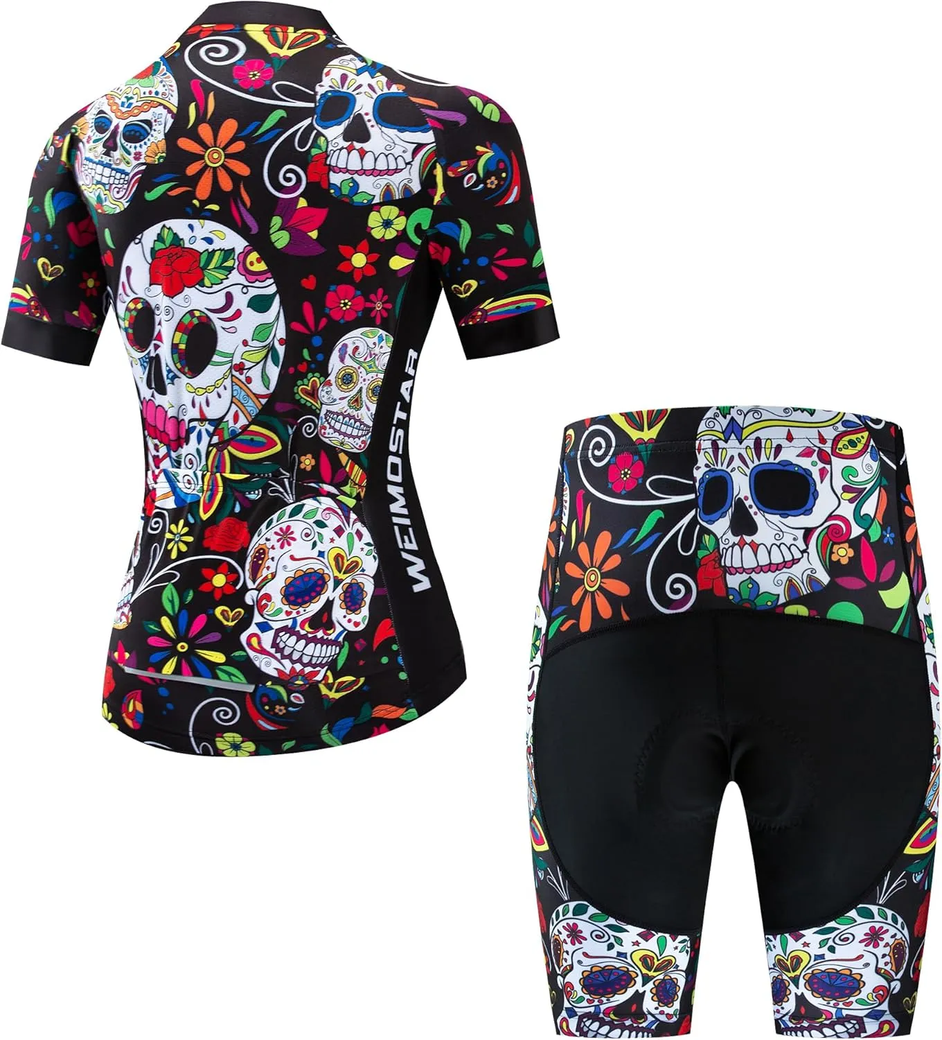 Women's Cycling Jersey Set Short Sleeve 5D Padded Bike Shirt Shorts Breathable Quick-Dry Bicycle Top Kits 3-Pockets S-2XL