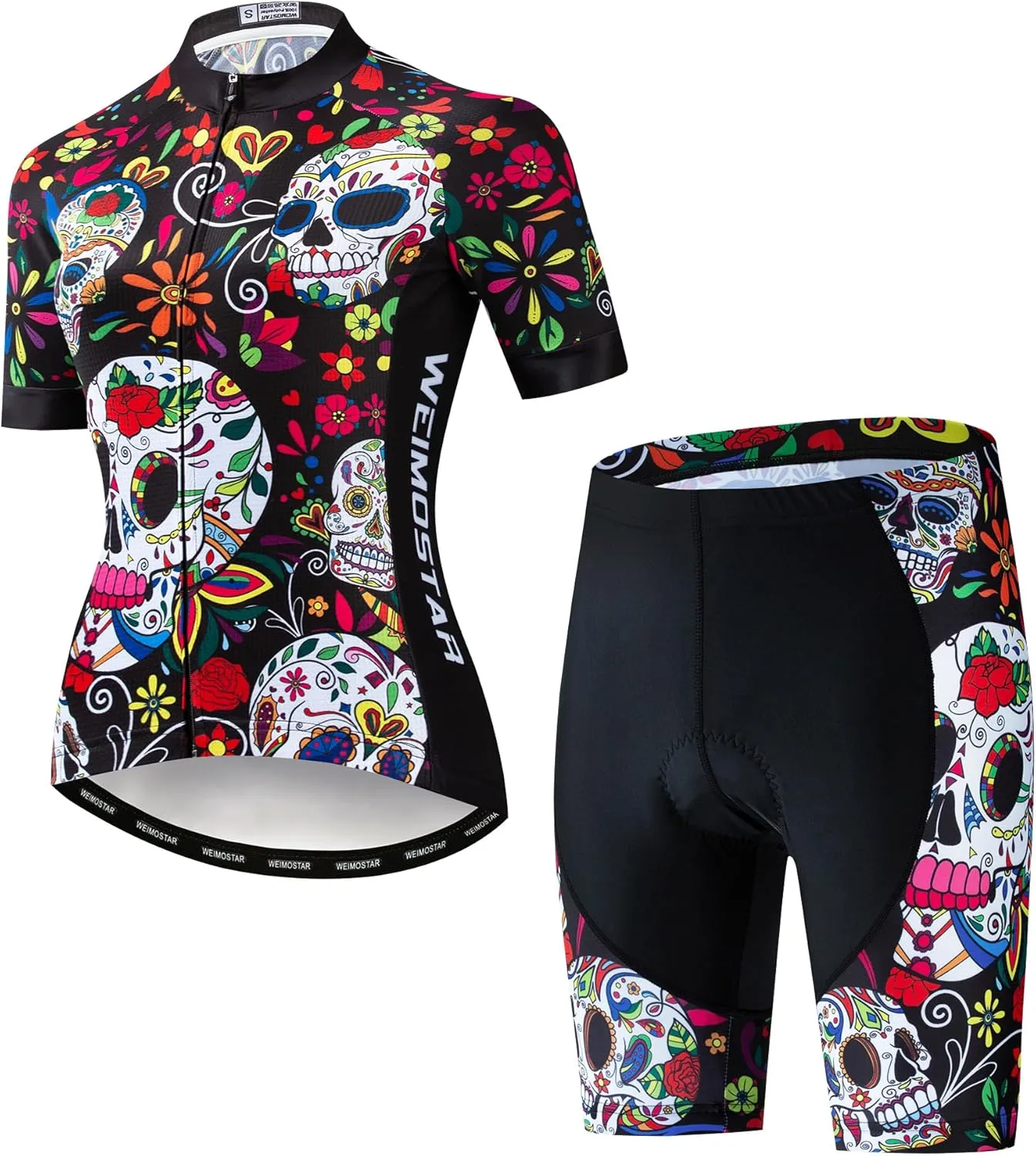 Women's Cycling Jersey Set Short Sleeve 5D Padded Bike Shirt Shorts Breathable Quick-Dry Bicycle Top Kits 3-Pockets S-2XL