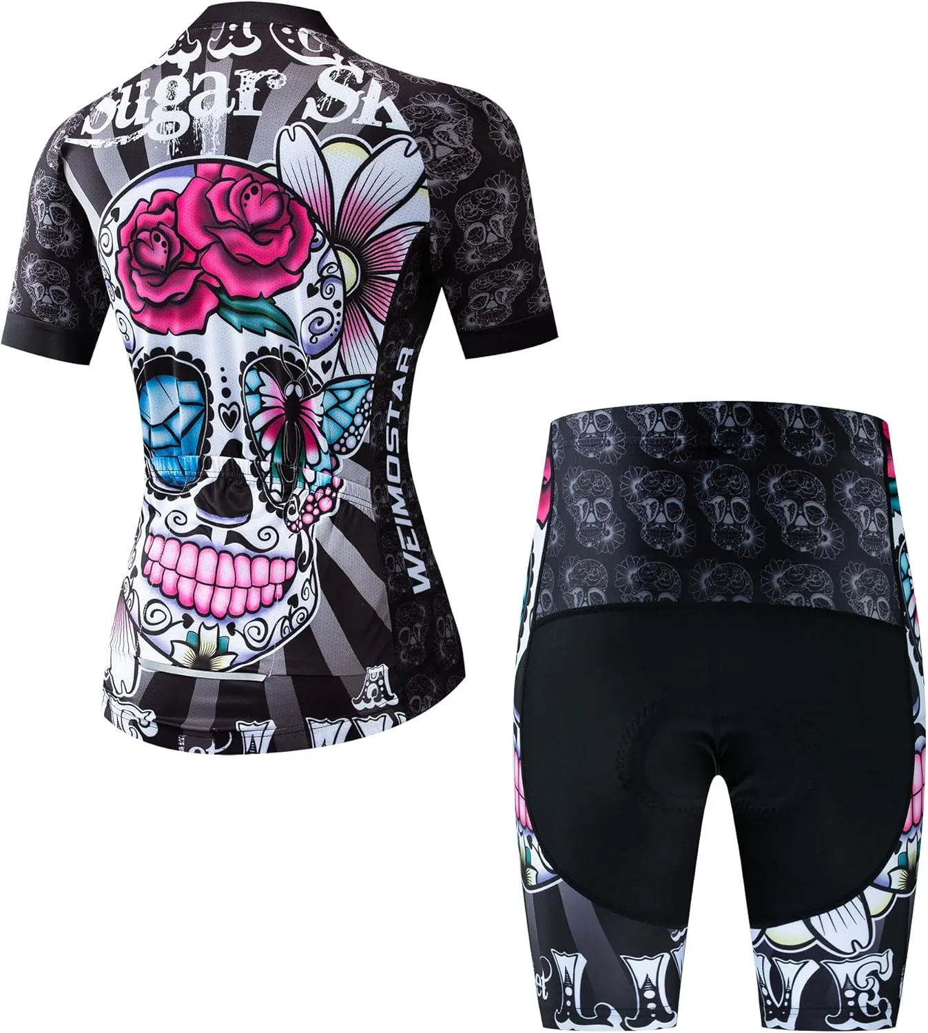 Women's Cycling Jersey Set Short Sleeve 5D Padded Bike Shirt Shorts Breathable Quick-Dry Bicycle Top Kits 3-Pockets S-2XL