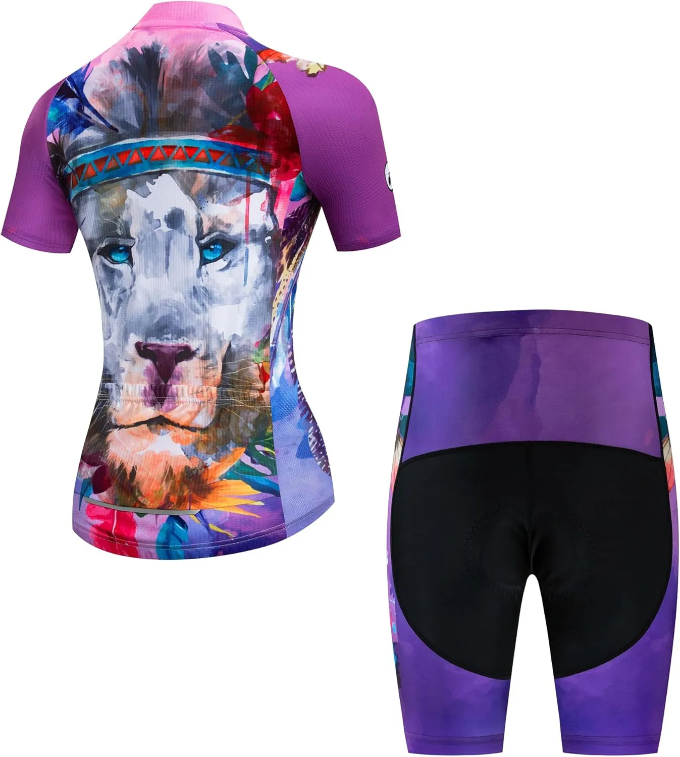 Women's Cycling Jersey Set Short Sleeve 5D Padded Bike Shirt Shorts Breathable Quick-Dry Bicycle Top Kits 3-Pockets S-2XL