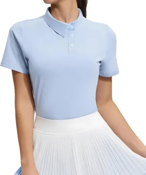 WomenS Golf Shirt, Breathable, Quick-Dry, Stretch Fit, Nylon-Spandex Blend, Ideal For Heights 5'6 To 5'11 And Weights 149-165 Lbs, Blue