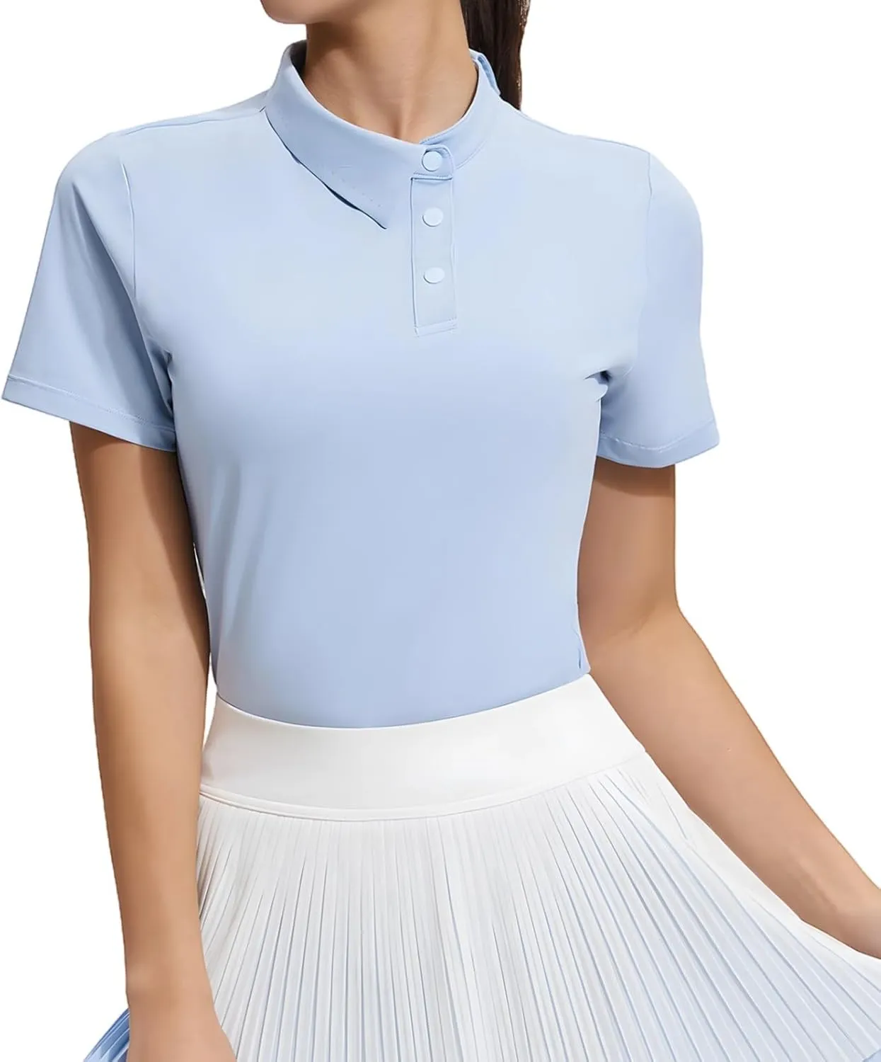 WomenS Golf Shirt, Breathable, Quick-Dry, Stretch Fit, Nylon-Spandex Blend, Ideal For Heights 5'6 To 5'11 And Weights 149-165 Lbs, Blue