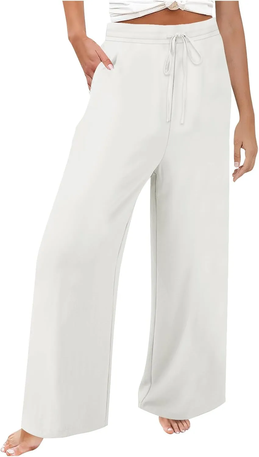 Womens Harem Pants Business Work Casual Lightweight Drawstring Elastic Waist Trousers 2025 Summer Outfits with Pockets