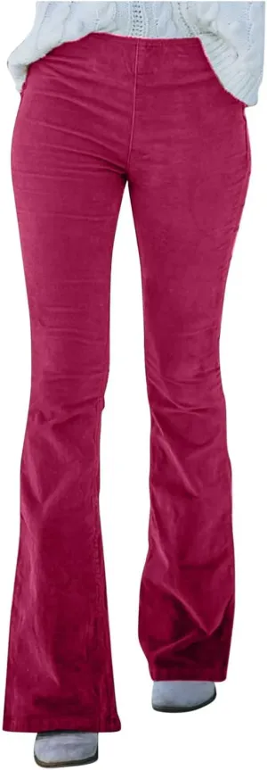 Women's High Waist Flare Pants Casual Comfy Business Work Pants High Waisted Lounge Trousers with Pockets