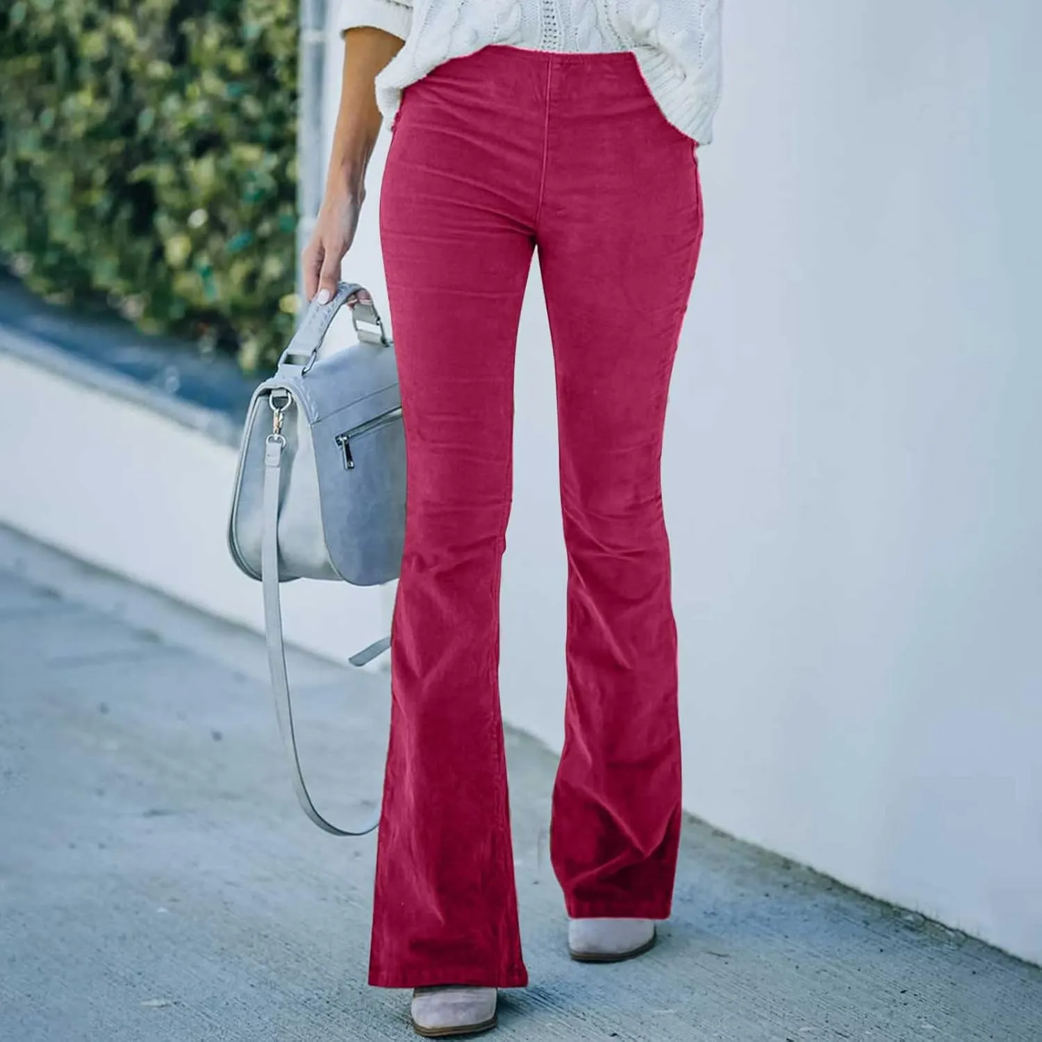 Women's High Waist Flare Pants Casual Comfy Business Work Pants High Waisted Lounge Trousers with Pockets
