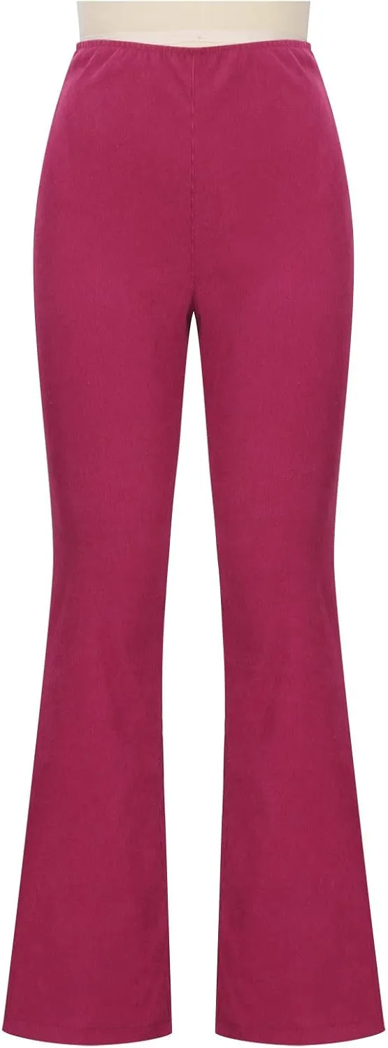 Women's High Waist Flare Pants Casual Comfy Business Work Pants High Waisted Lounge Trousers with Pockets