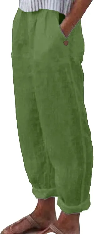 Womens Linen Summer Trendy Palazzo Pants High Waist Wide Leg Slim Fit Palazzo Pants Business Work