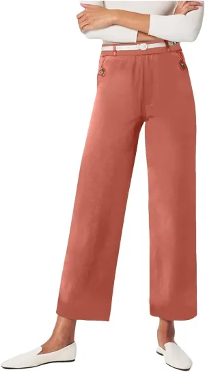 Womens Linen Summer Y2K Streetwear Palazzo Pants Elastic Waist Wide Leg Plus Size Trousers Travel
