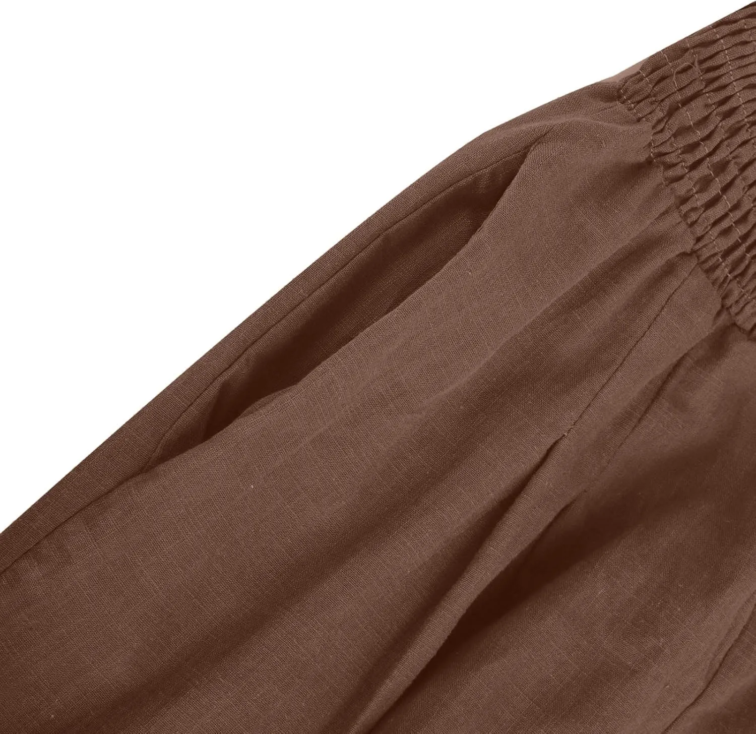 Womens Palazzo Cotton Linen Pants 2025 Trendy High Elastic Waist Wide Leg Trousers Summer Beach Resort Lounge Pant