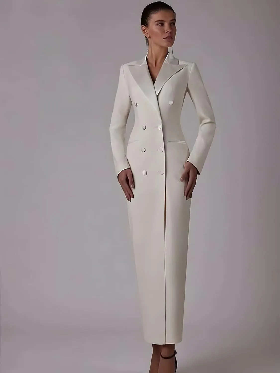 Women's Suit Blazer Women Tuxedo Dress Double Breasted Peaked Lapel for Wedding Cocktail Prom Party