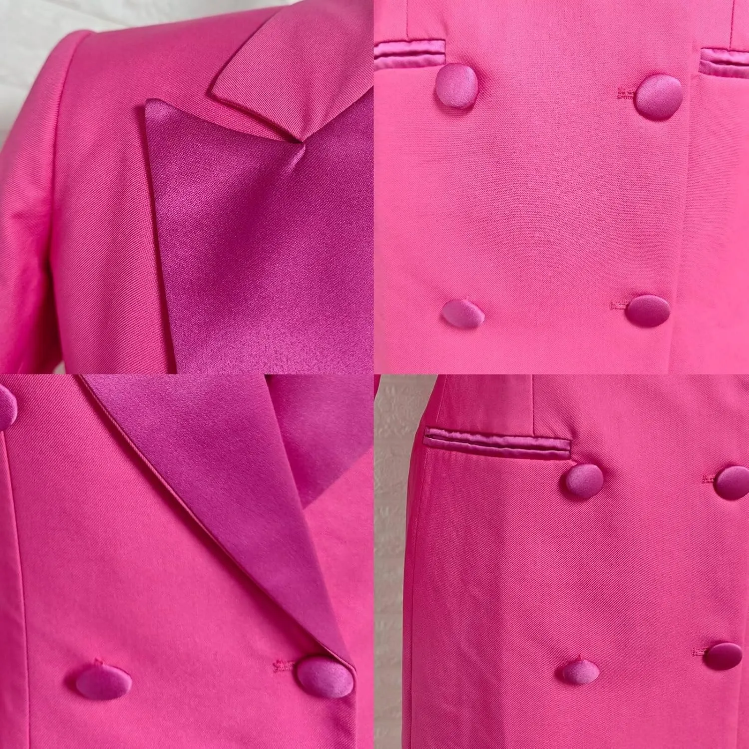 Women's Suit Blazer Women Tuxedo Dress Double Breasted Peaked Lapel for Wedding Cocktail Prom Party