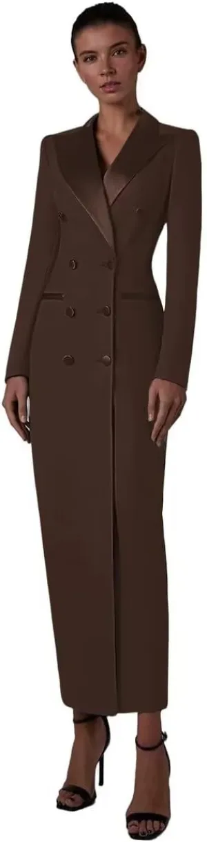 Women's Suit Blazer Women Tuxedo Dress Double Breasted Peaked Lapel for Wedding Cocktail Prom Party