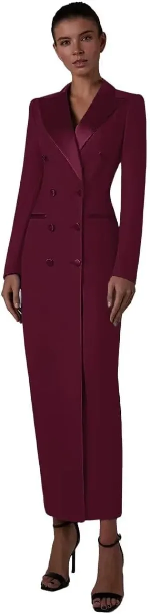 Women's Suit Blazer Women Tuxedo Dress Double Breasted Peaked Lapel for Wedding Cocktail Prom Party