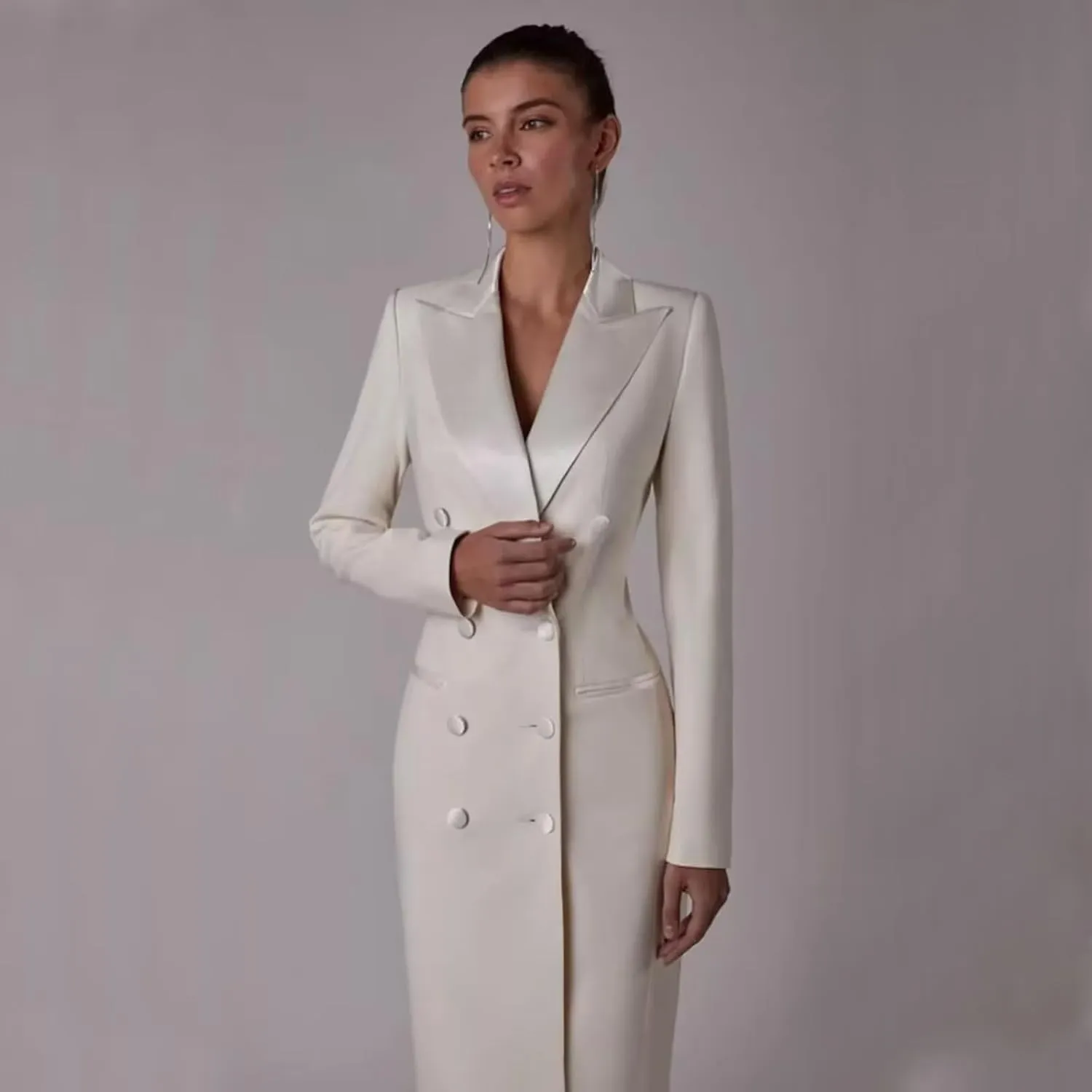 Women's Suit Blazer Women Tuxedo Dress Double Breasted Peaked Lapel for Wedding Cocktail Prom Party