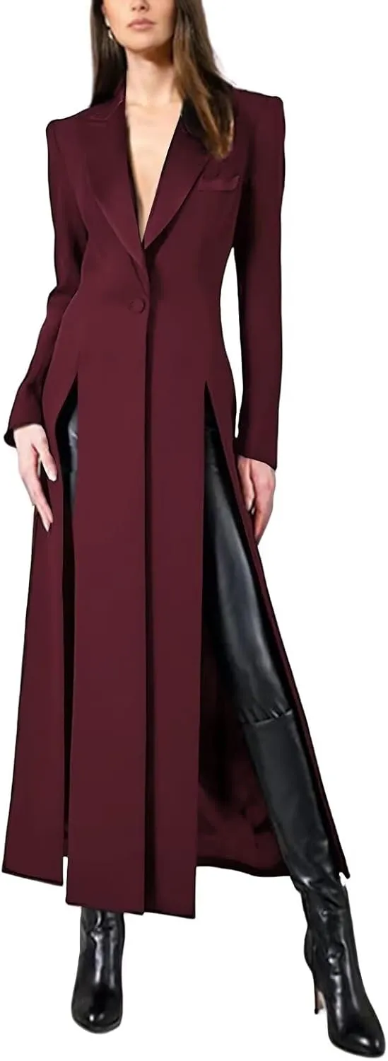 Women's Suit Split Dress Blazer Women Tuxedo Dress Peaked Lapel for Wedding Cocktail Prom Party