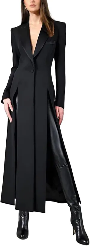 Women's Suit Split Dress Blazer Women Tuxedo Dress Peaked Lapel for Wedding Cocktail Prom Party