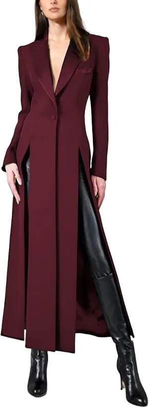 Women's Suit Split Dress Blazer Women Tuxedo Dress Peaked Lapel for Wedding Cocktail Prom Party