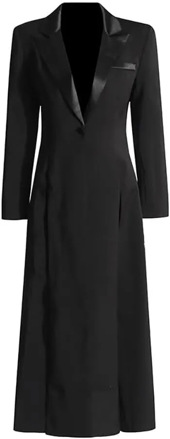 Women's Suit Split Dress Blazer Women Tuxedo Dress Peaked Lapel for Wedding Cocktail Prom Party