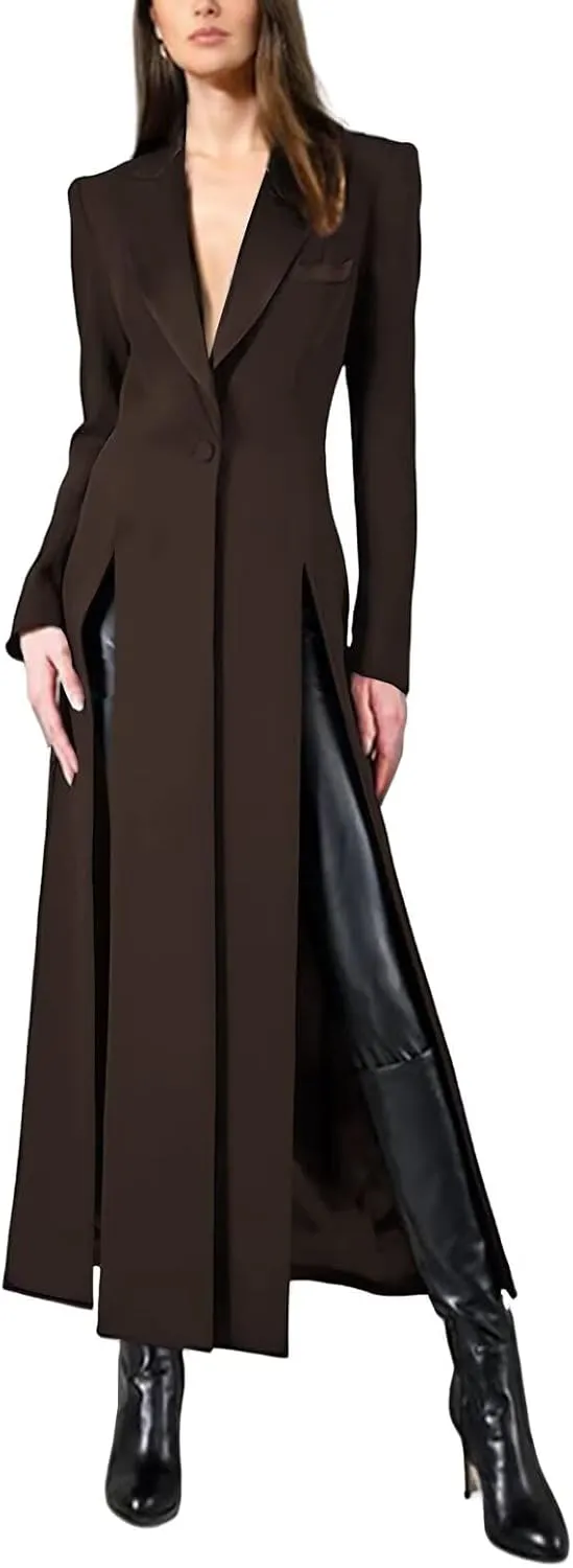 Women's Suit Split Dress Blazer Women Tuxedo Dress Peaked Lapel for Wedding Cocktail Prom Party