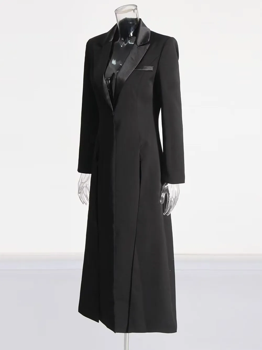 Women's Suit Split Dress Blazer Women Tuxedo Dress Peaked Lapel for Wedding Cocktail Prom Party