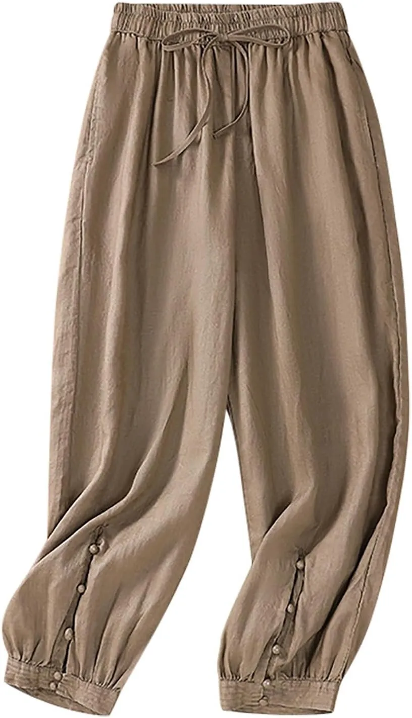 Womens Sweatpants, Trendy Casual Pants Linen Peasant Straight Leg Lounge Women Striped