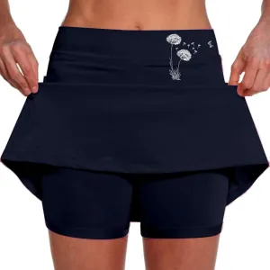 Womens Tennim Shirt Tummy Control Double Layer High Waisted Skorts Stretchy Baggy Breathable Comfy Skirts with Pckets