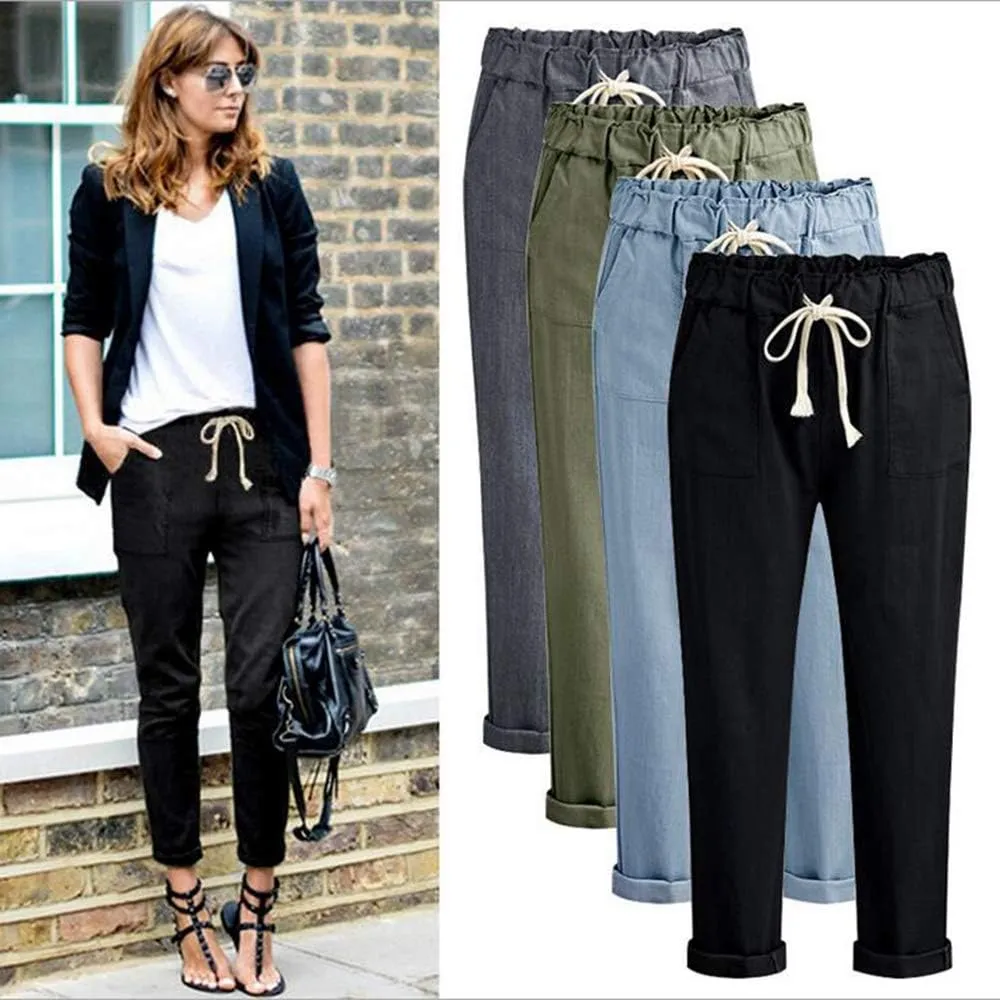 Women's Trousers New Women's Harem Pants Breathable Thin Section Casual Pencil Pants Simple Trousers Women's M-6XL Size