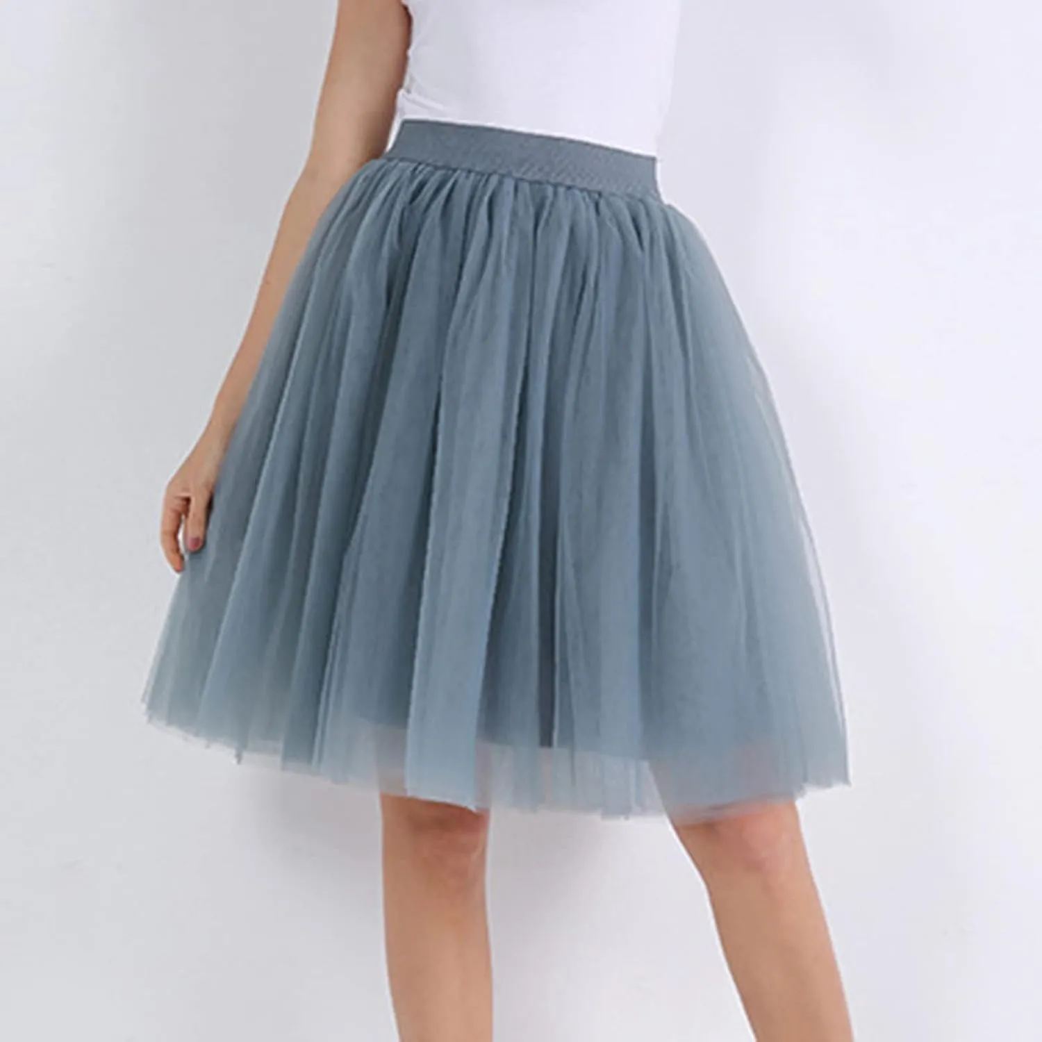 Women's Tulle Skirt Knee Length 5-Layered Wedding Party Homecoming Prom Dress Midi Tulle Skirt for Dates Prom Party
