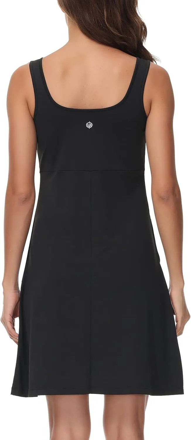 Womens UPF 50  Tank Dress A-Line with Pockets Breathable Quick Dry Sun Protection for Hiking Camping Beach Outdoor