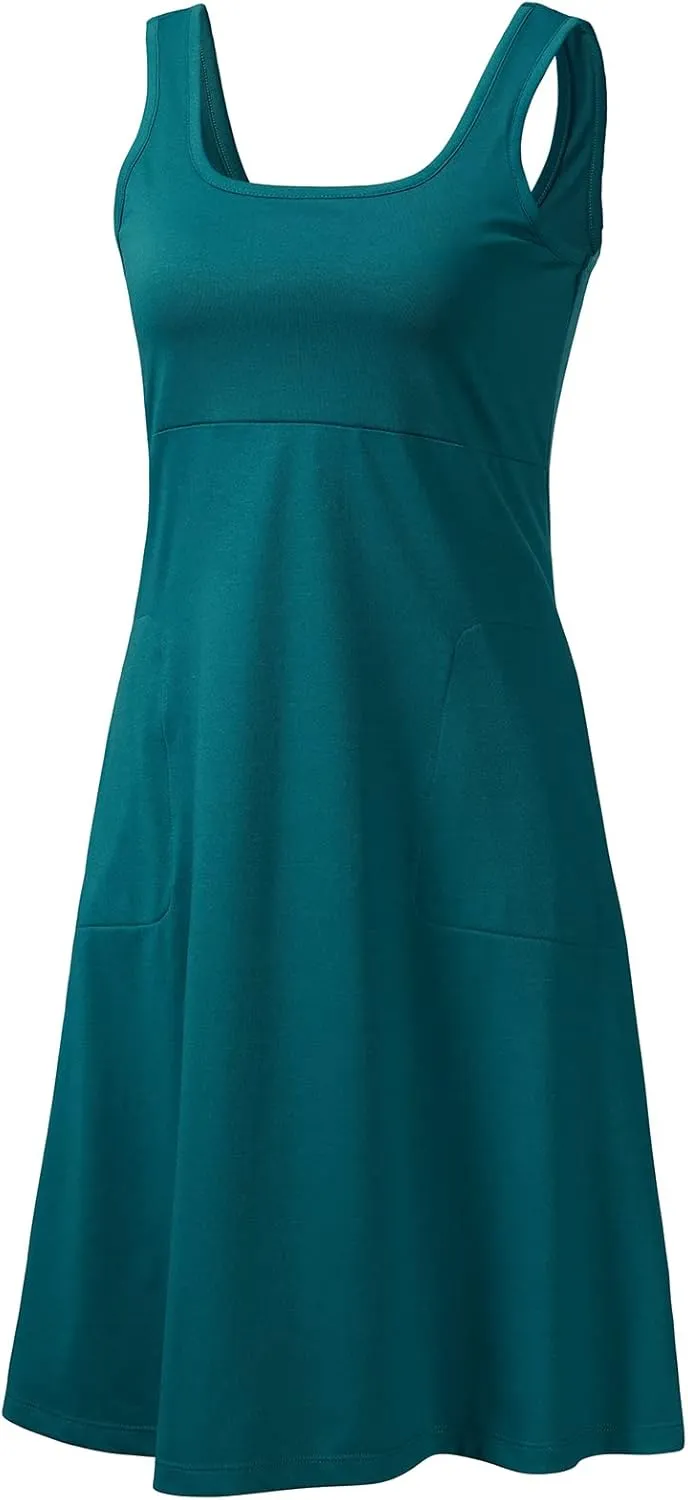 Womens UPF 50  Tank Dress A-Line with Pockets Breathable Quick Dry Sun Protection for Hiking Camping Beach Outdoor