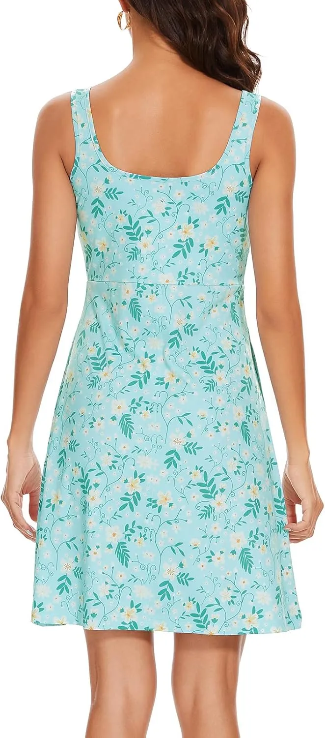 Womens UPF 50  Tank Dress A-Line with Pockets Breathable Quick Dry Sun Protection for Hiking Camping Beach Outdoor