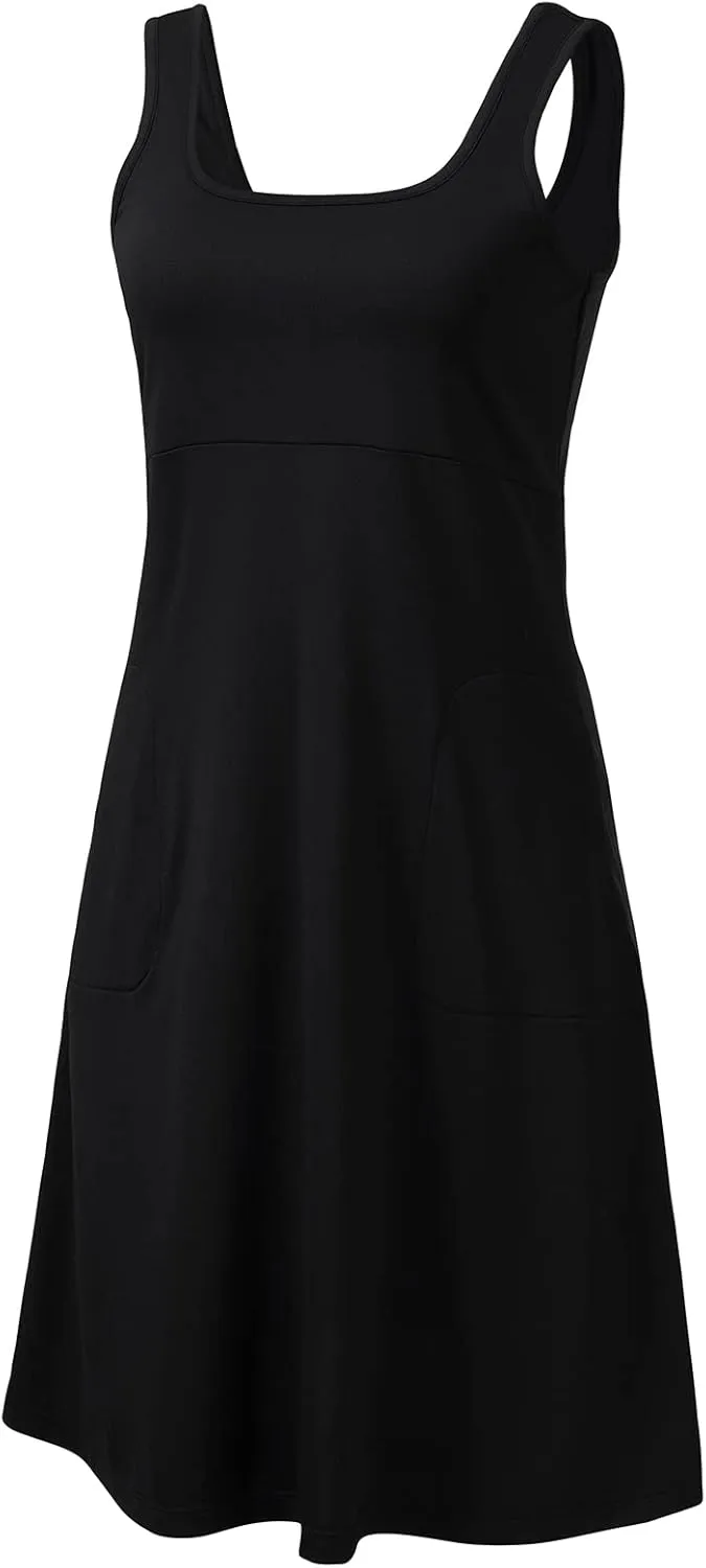 Womens UPF 50  Tank Dress A-Line with Pockets Breathable Quick Dry Sun Protection for Hiking Camping Beach Outdoor