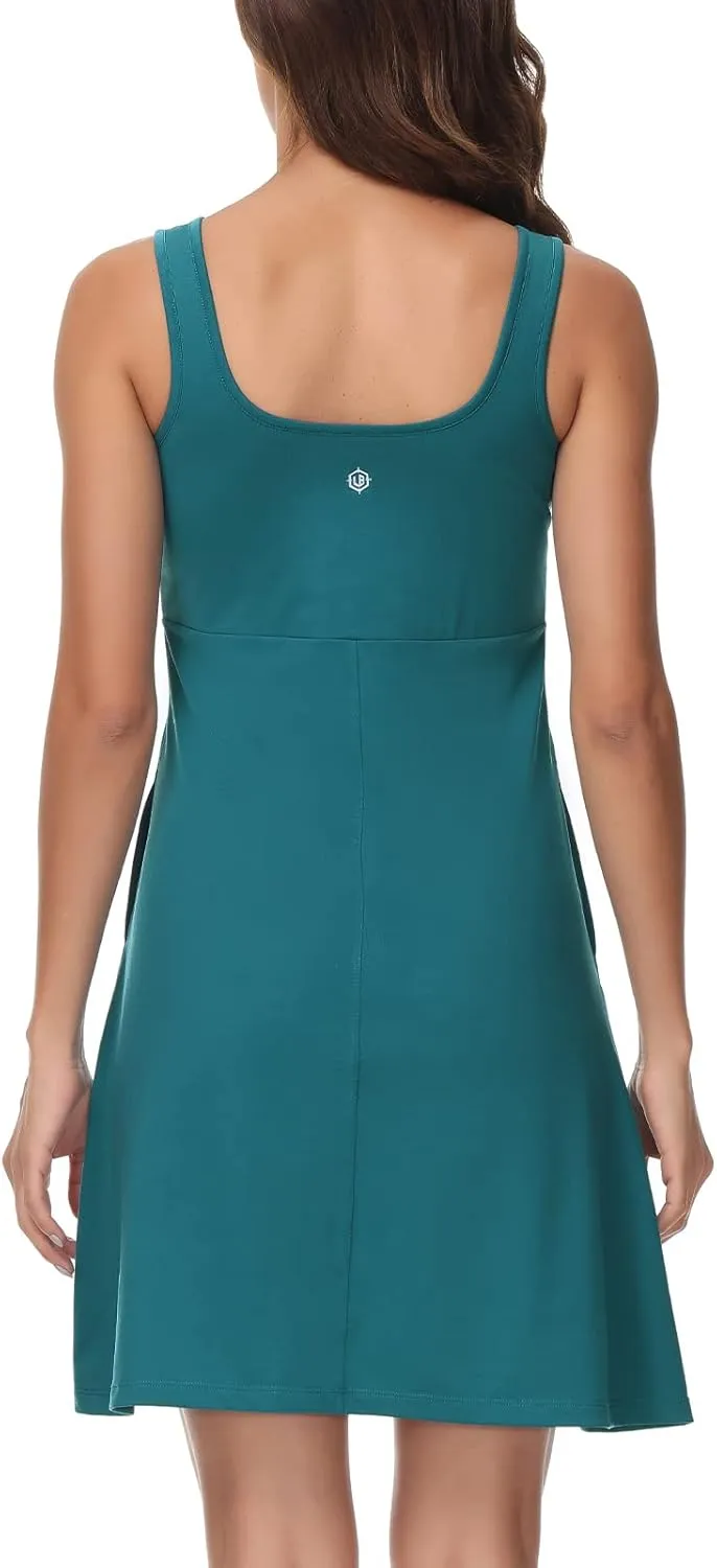 Womens UPF 50  Tank Dress A-Line with Pockets Breathable Quick Dry Sun Protection for Hiking Camping Beach Outdoor
