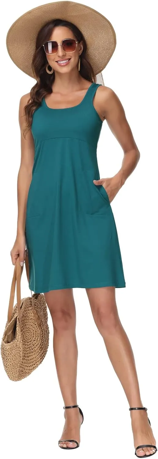 Womens UPF 50  Tank Dress A-Line with Pockets Breathable Quick Dry Sun Protection for Hiking Camping Beach Outdoor